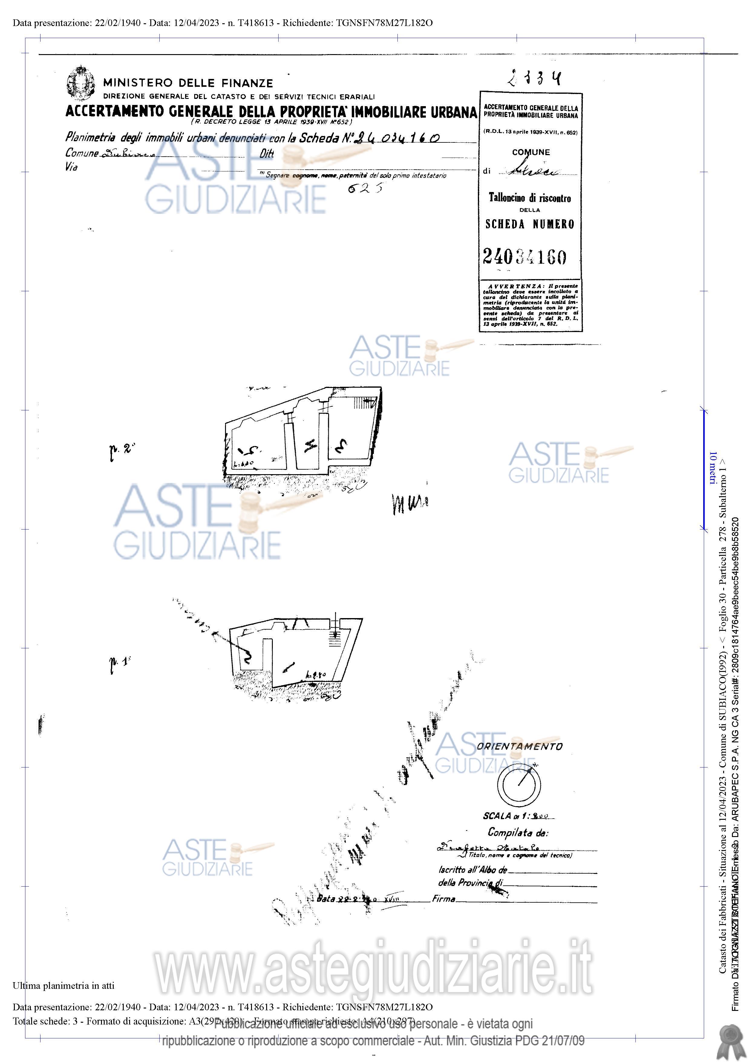 Planimetria del bene