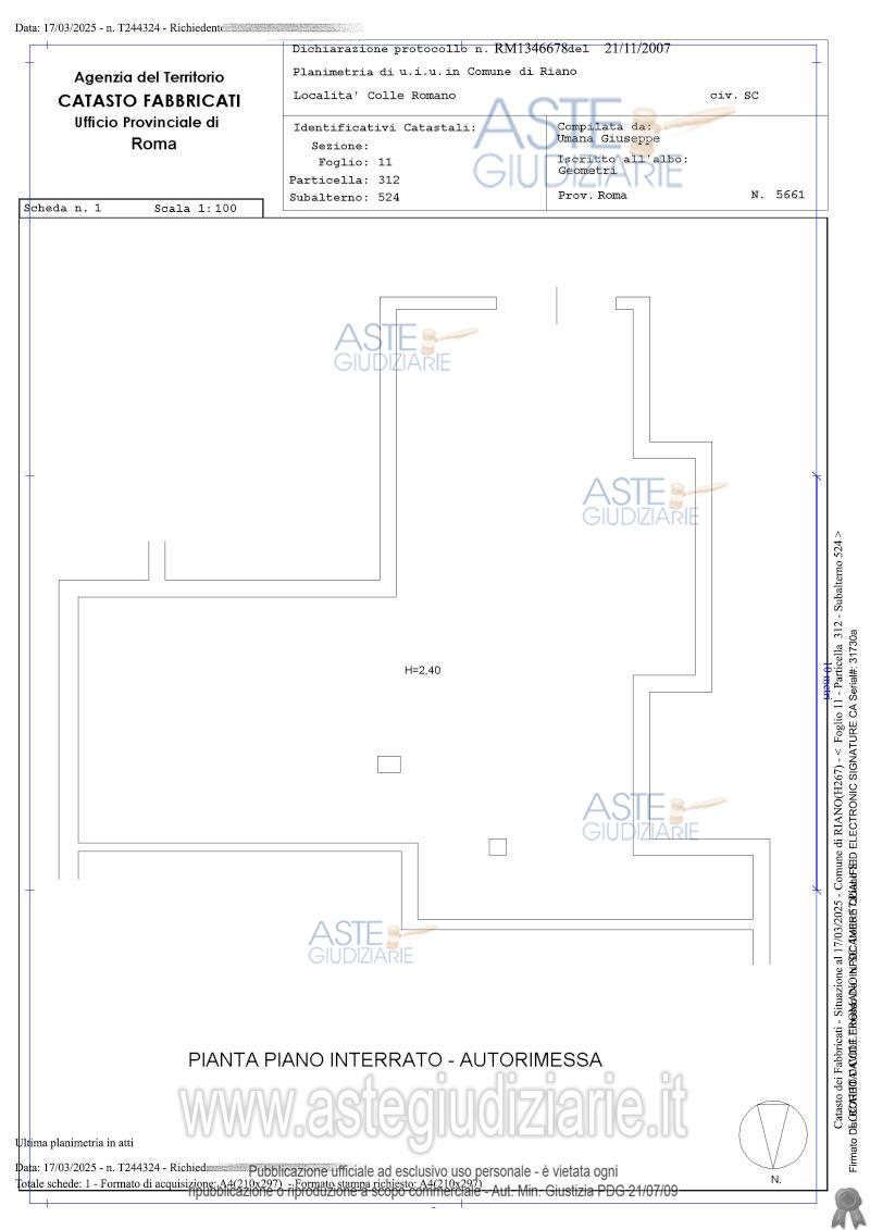Planimetria del bene