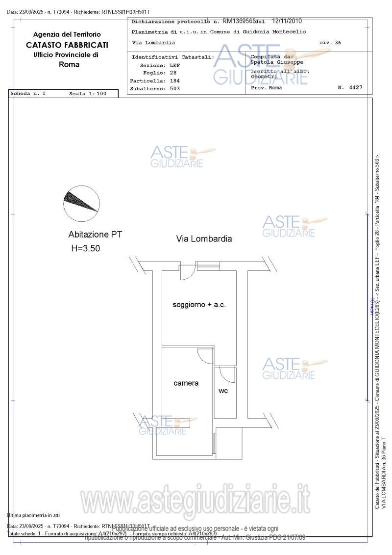 Planimetria del bene