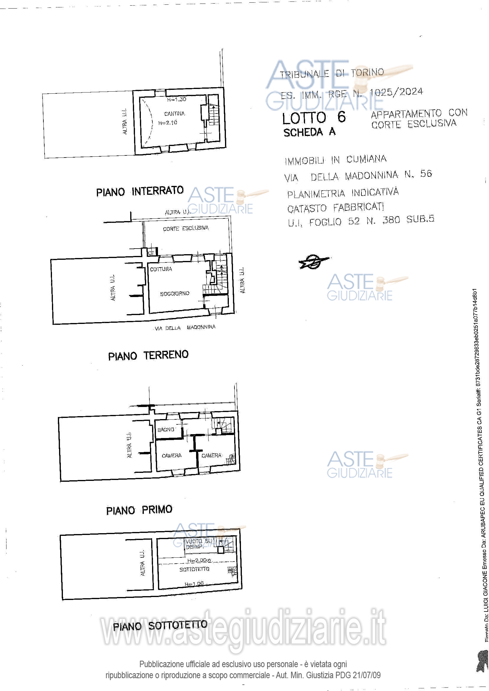 Planimetria del bene