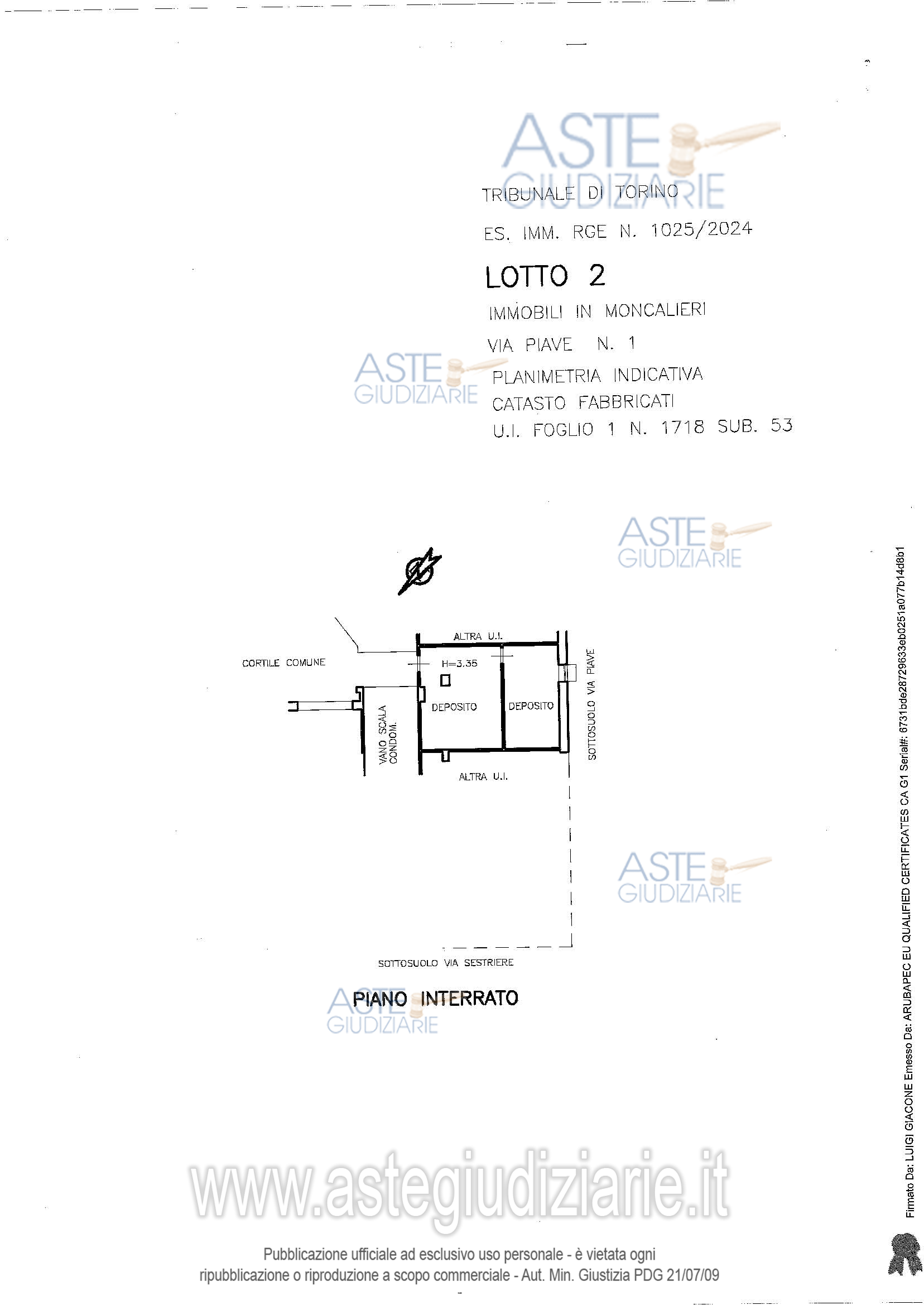 Planimetria del bene