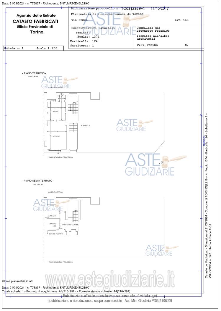 Planimetria del bene