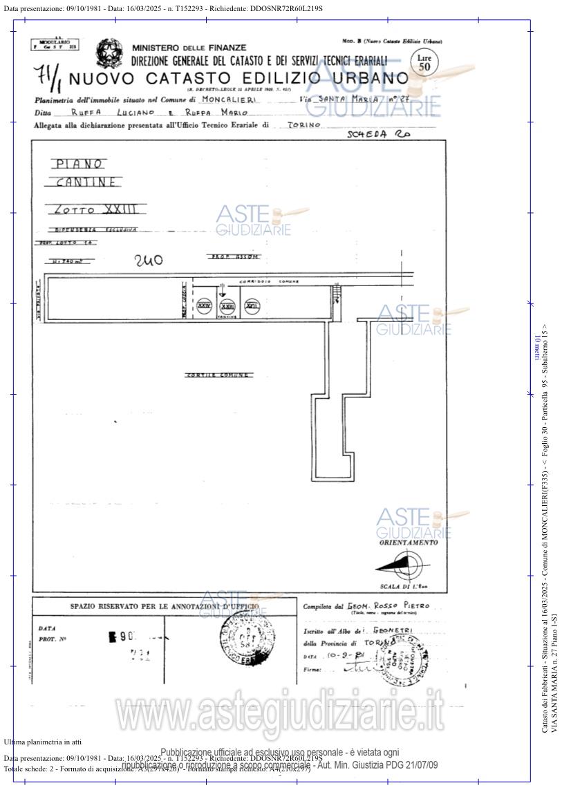 Planimetria del bene