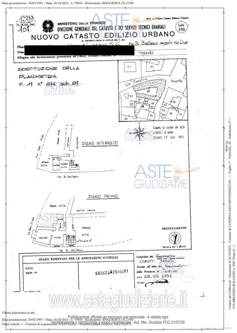 Planimetria del bene