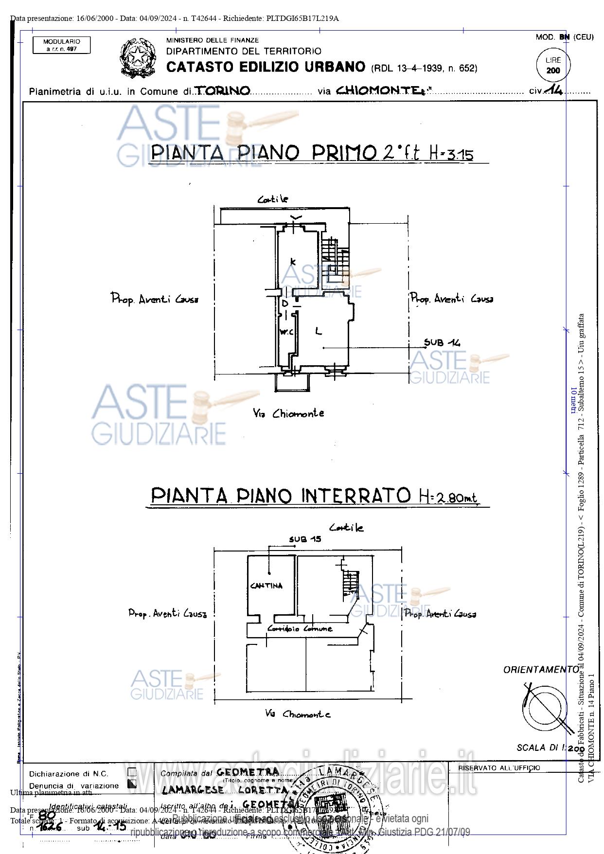 Planimetria del bene