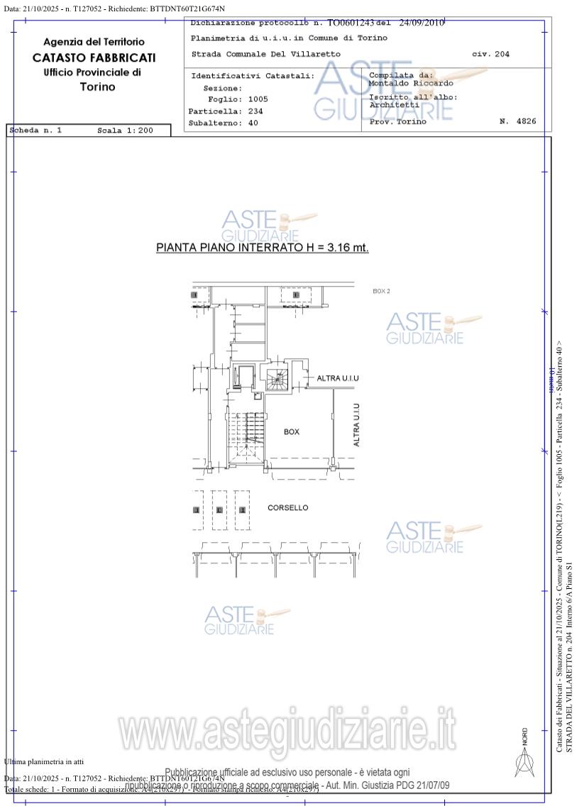 Planimetria del bene