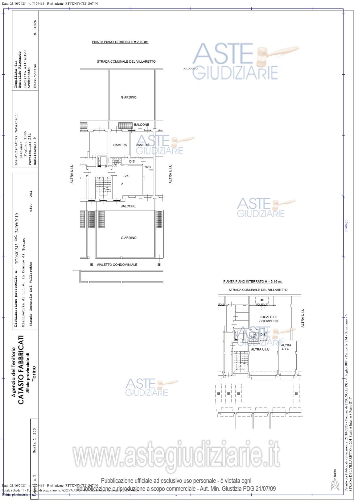 Planimetria del bene