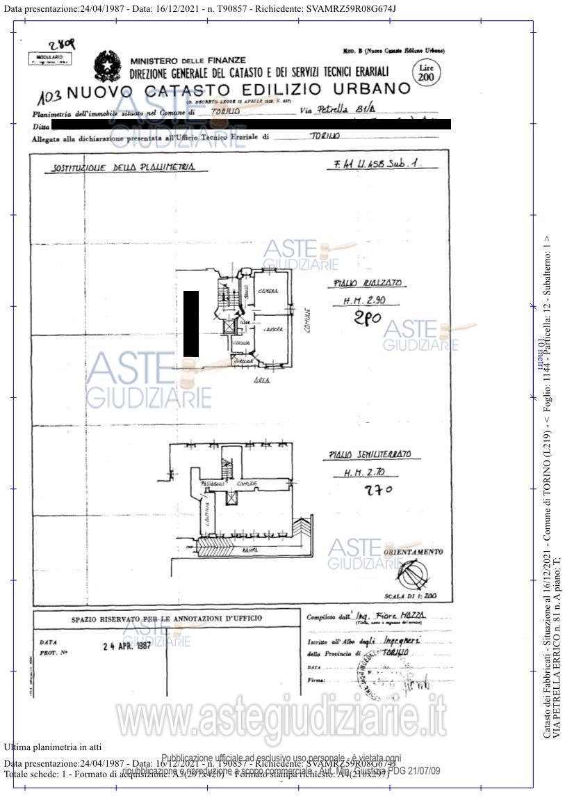 Planimetria del bene