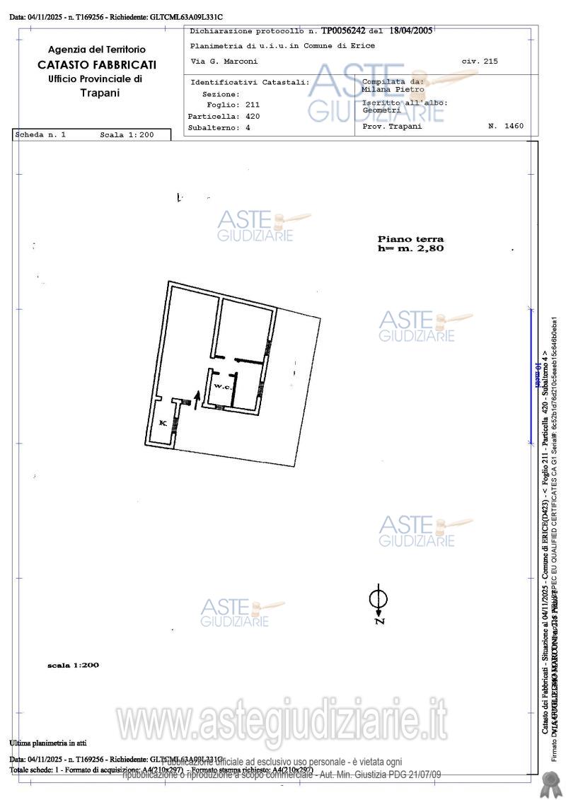 Planimetria del bene