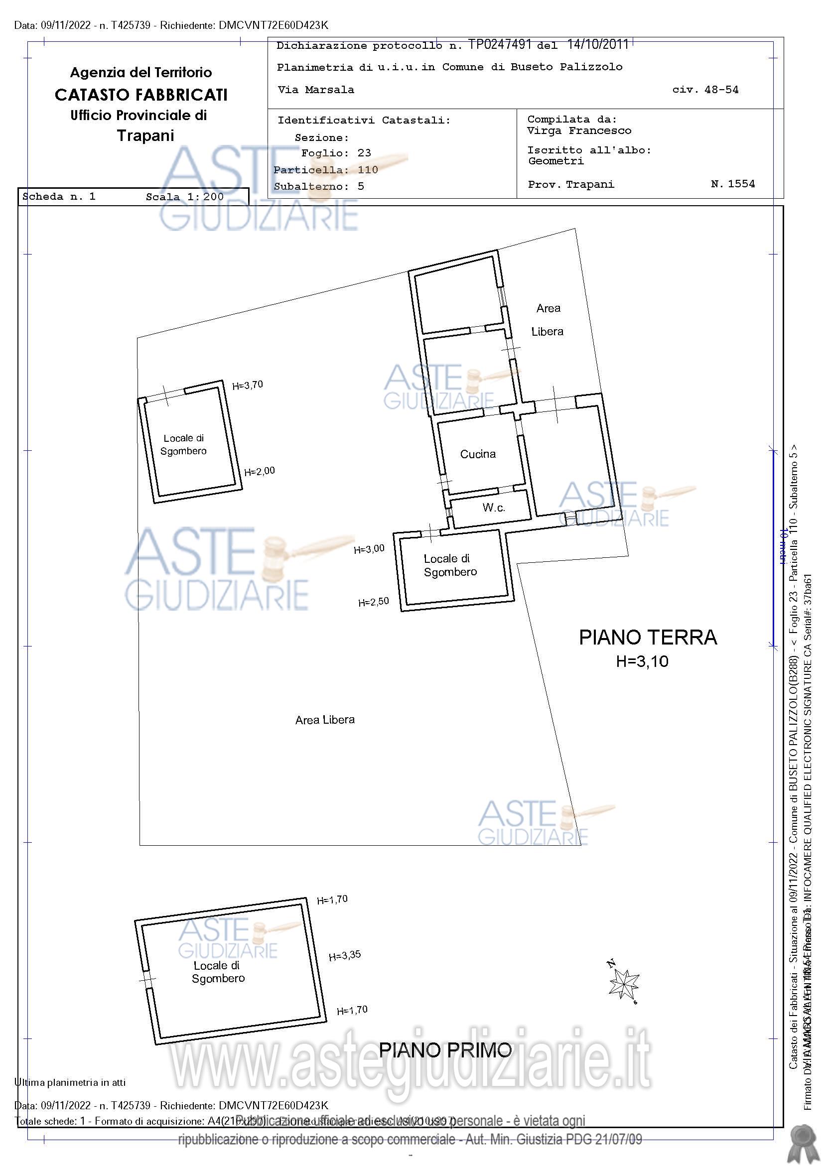 Planimetria del bene