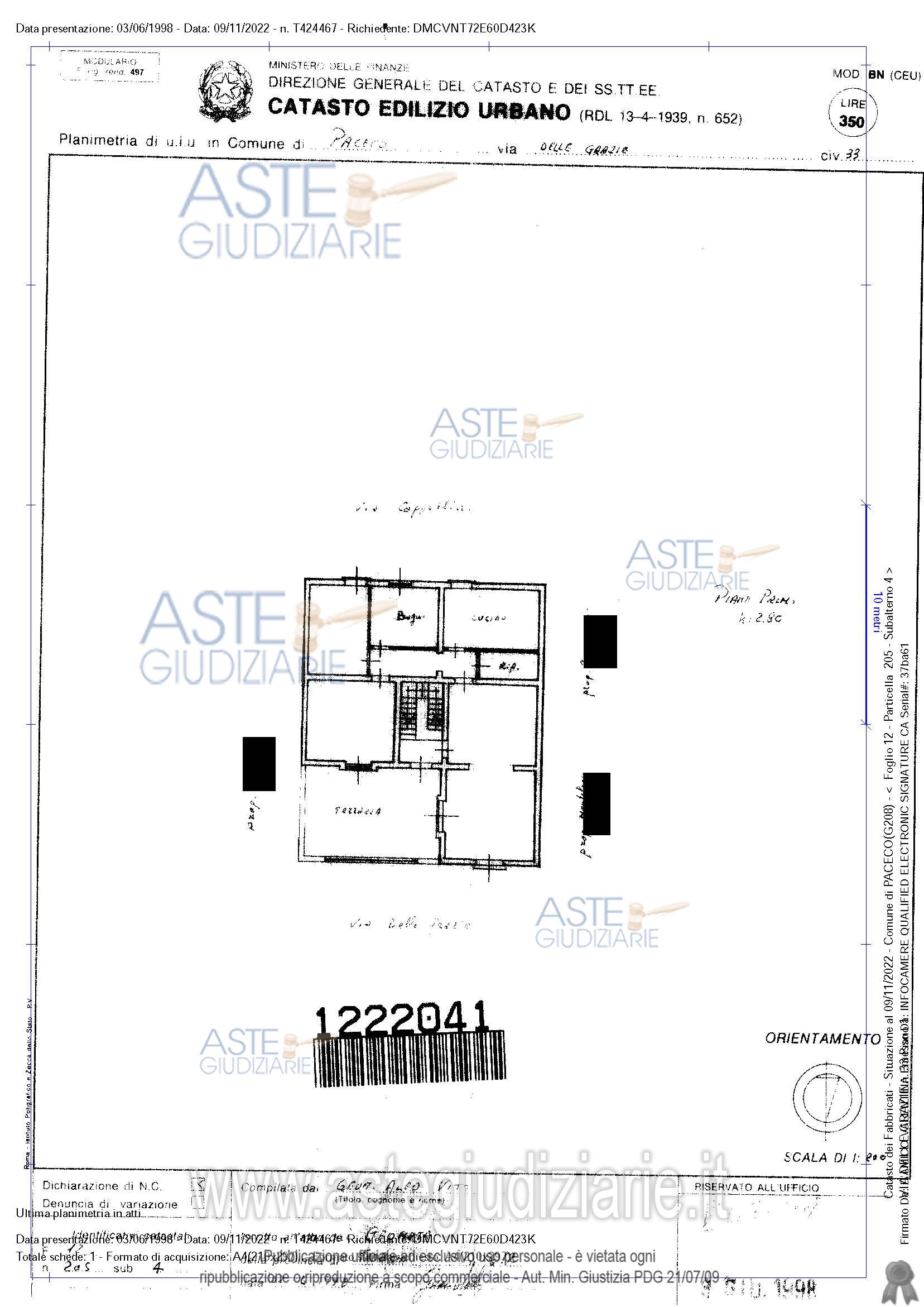 Planimetria del bene