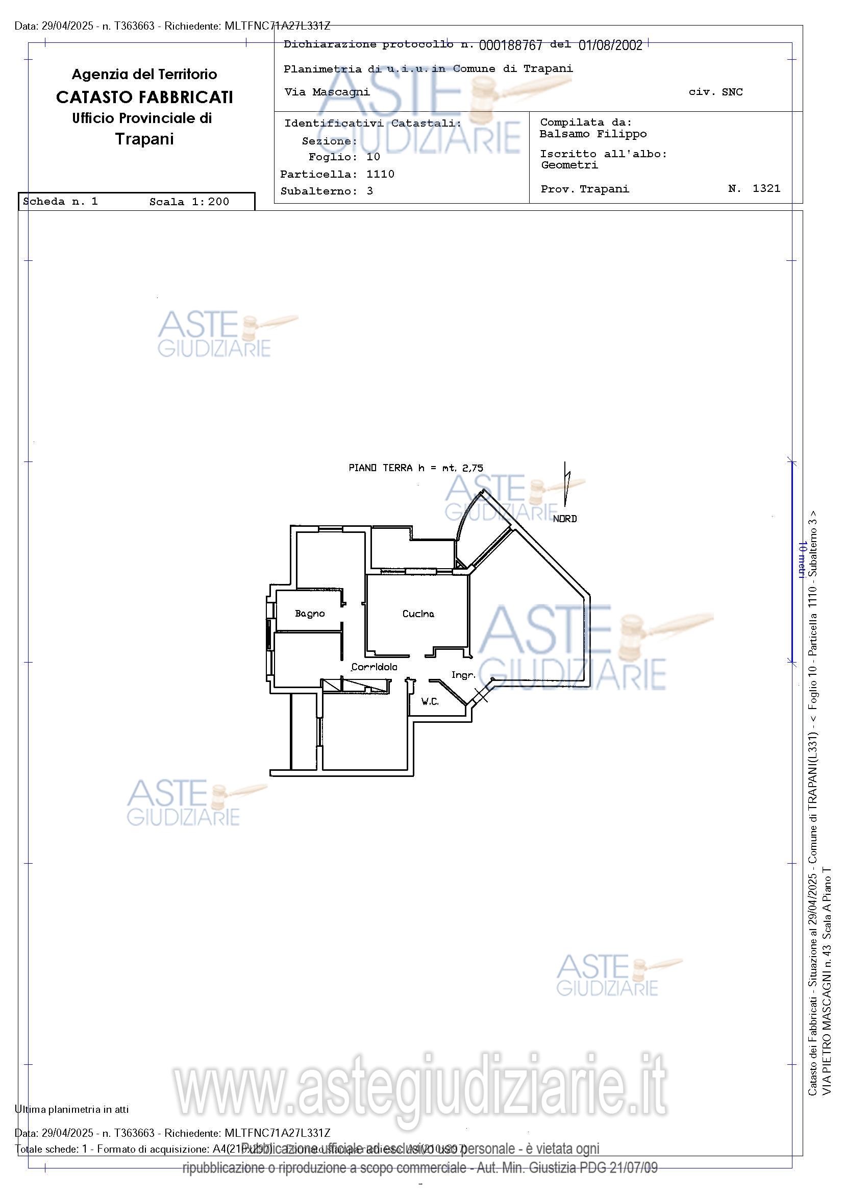 Planimetria del bene
