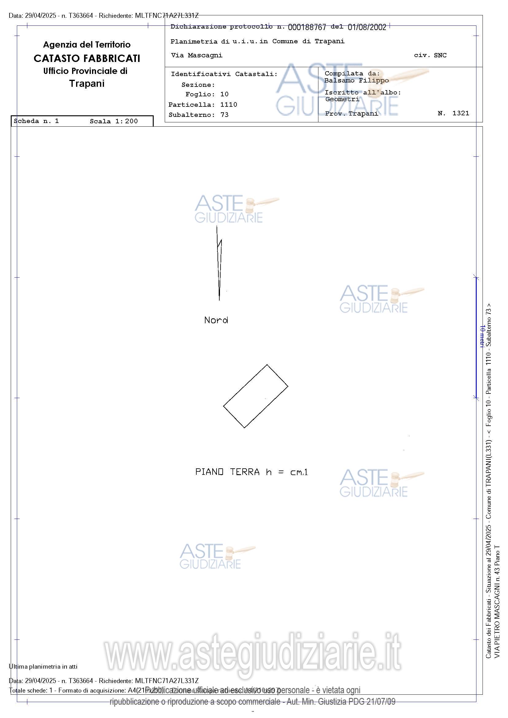 Planimetria del bene