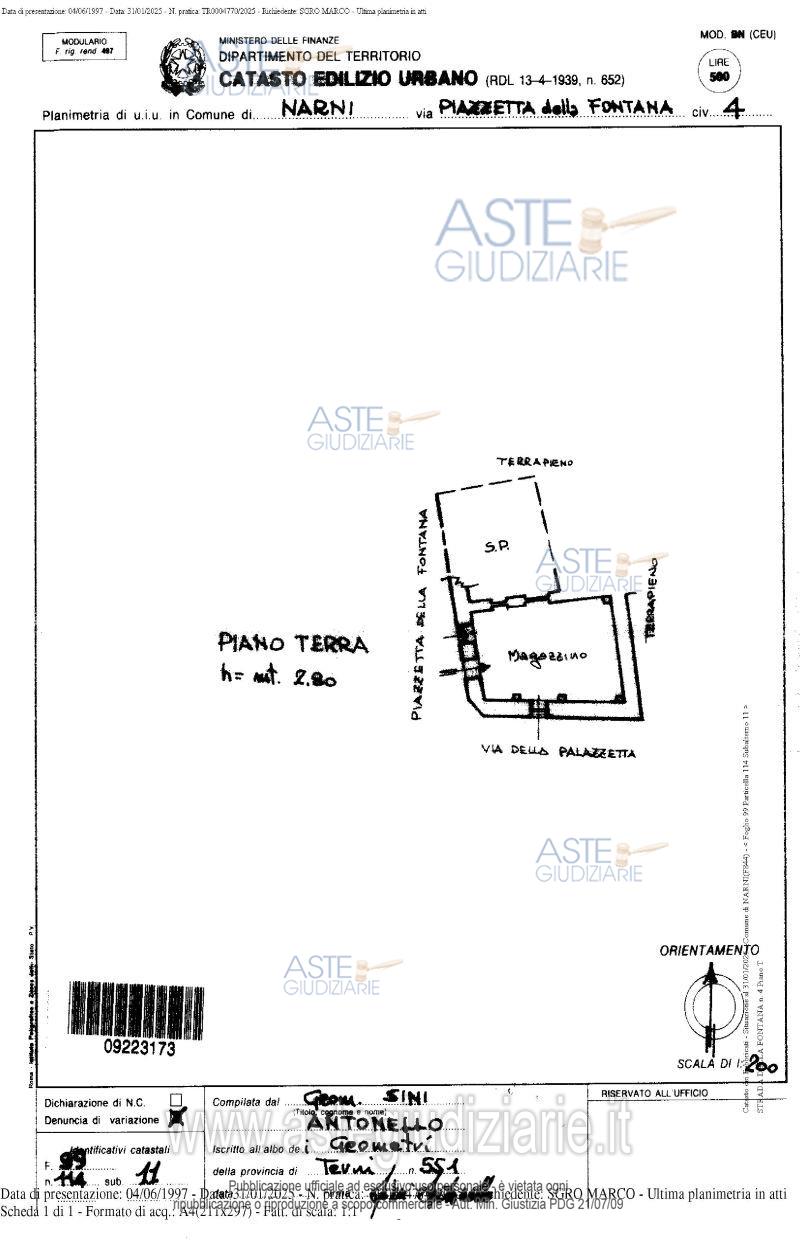 Planimetria del bene