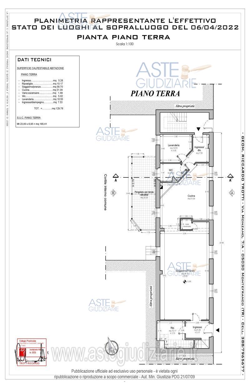 Planimetria del bene