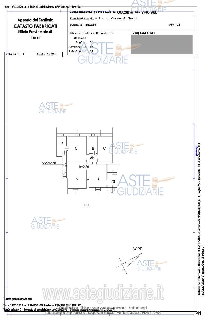Planimetria del bene