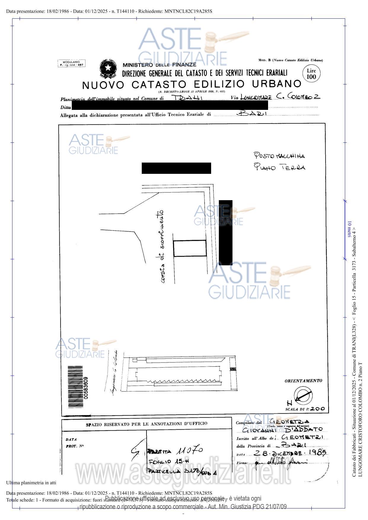 Planimetria del bene