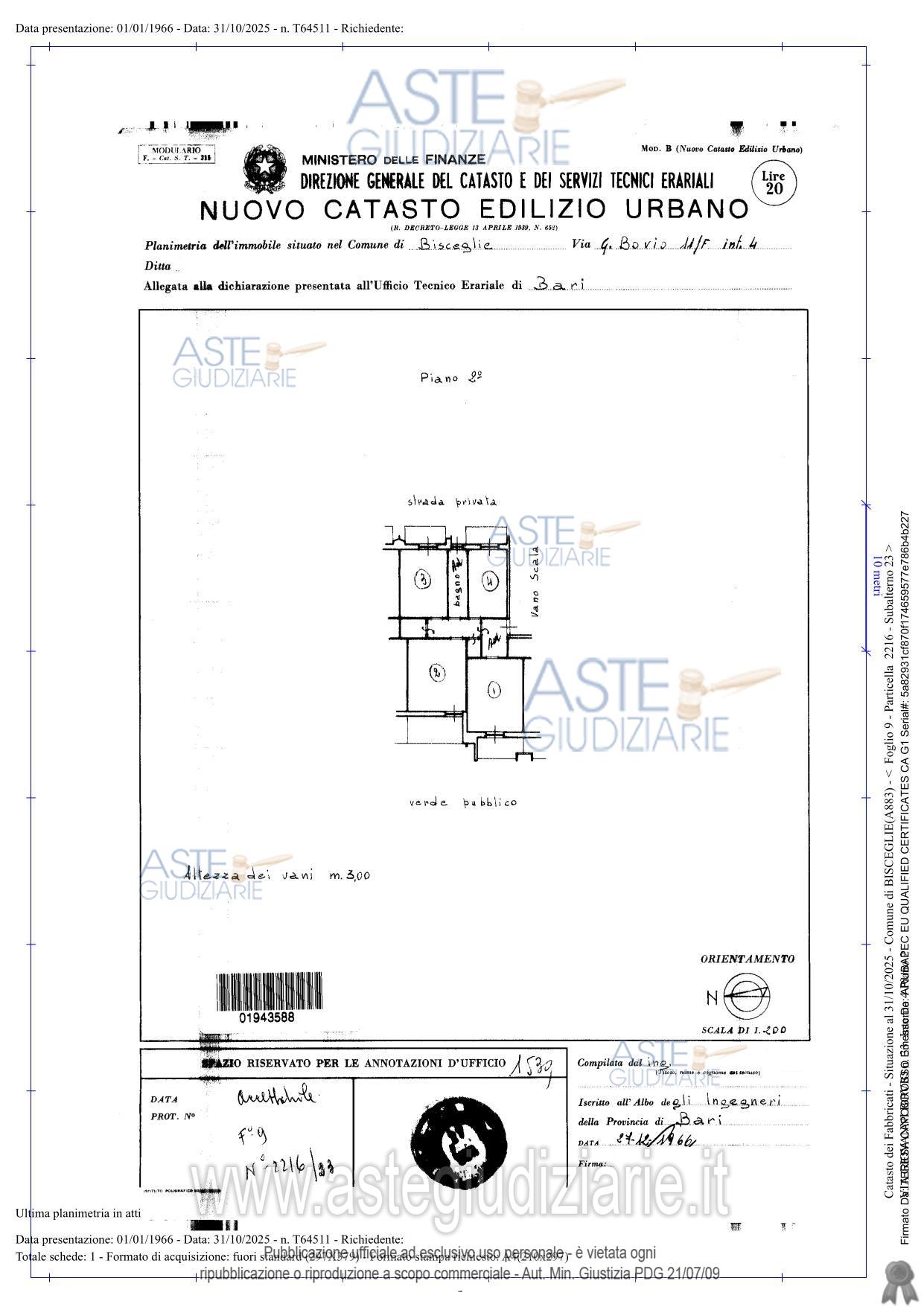 Planimetria del bene