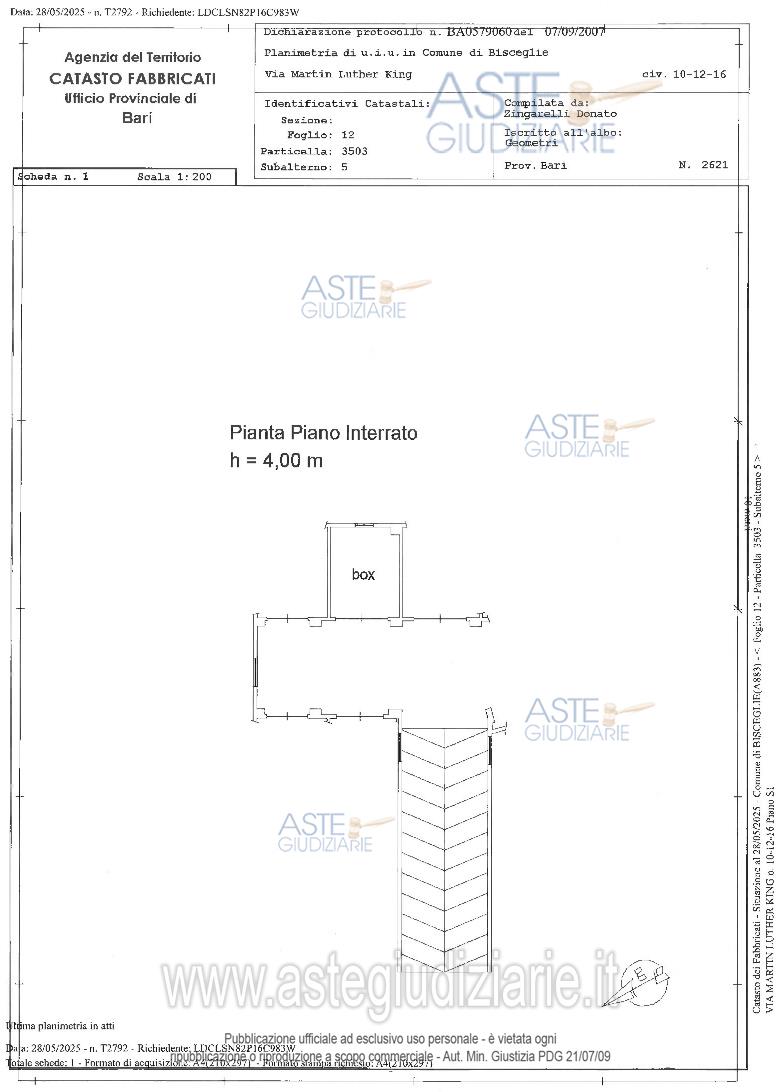 Planimetria del bene