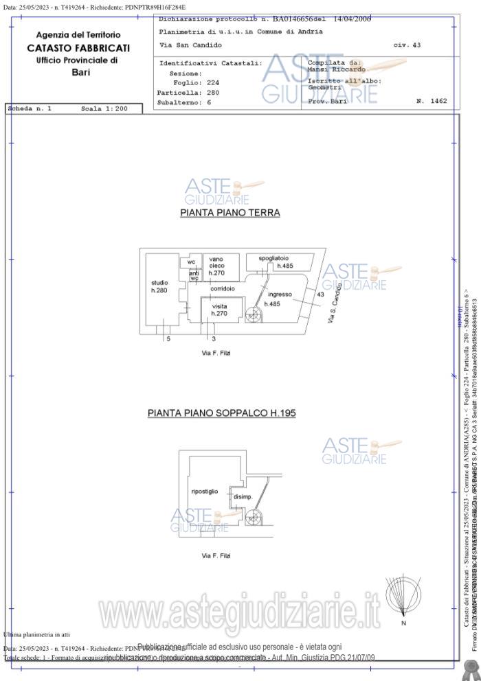Planimetria del bene