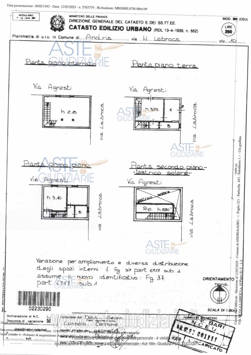 Planimetria del bene