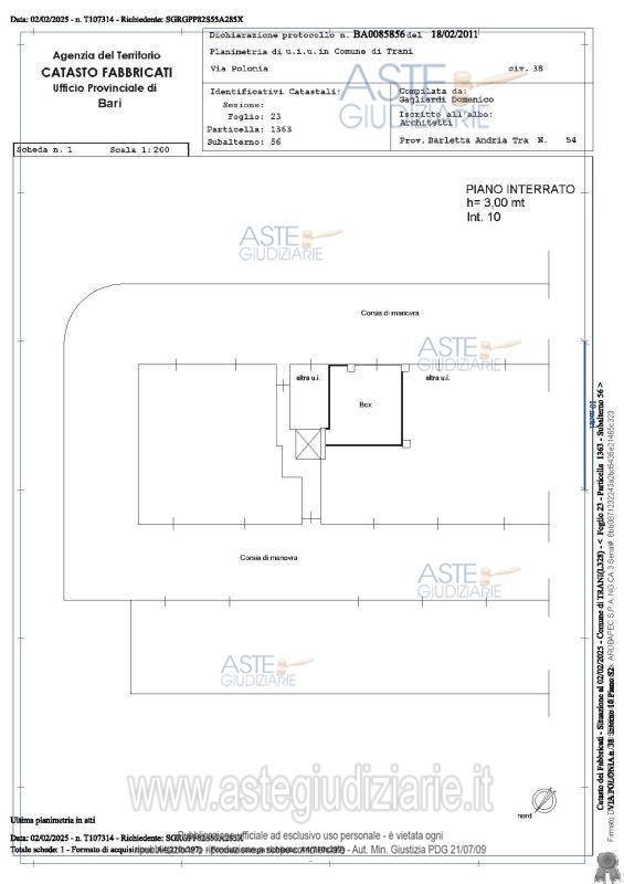Planimetria del bene