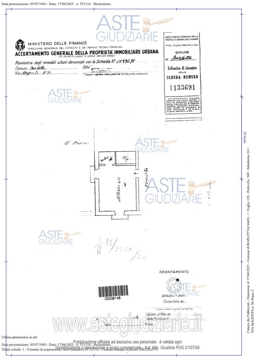 Planimetria del bene