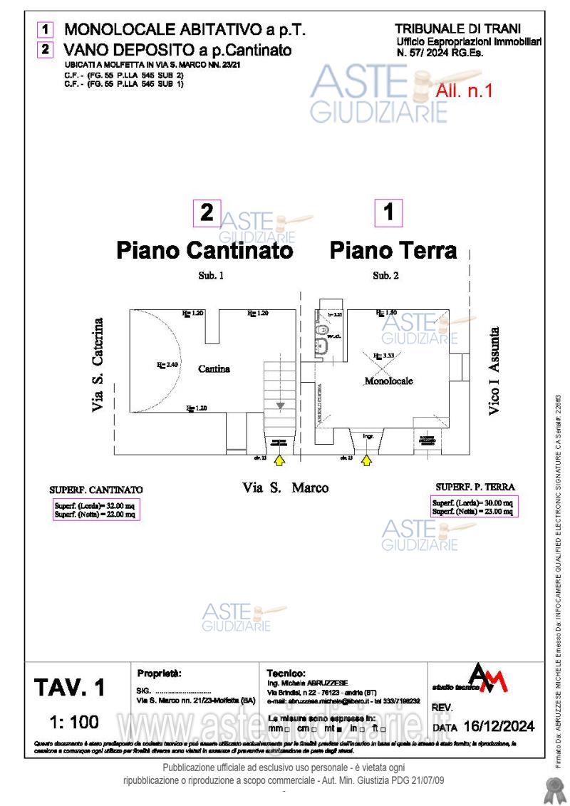 Planimetria del bene