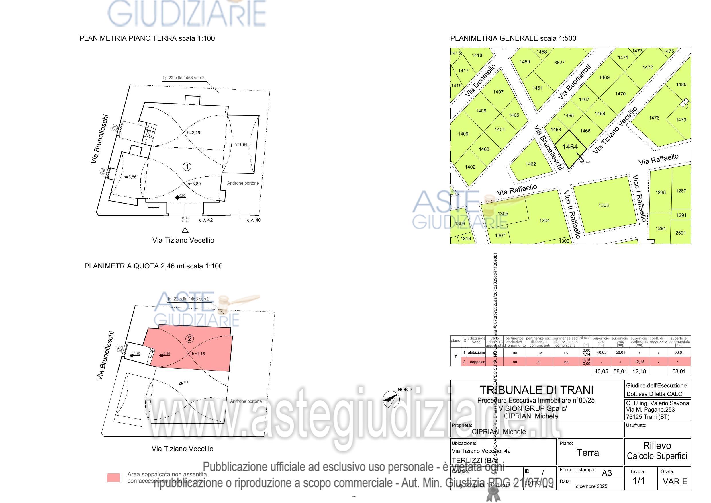 Planimetria del bene