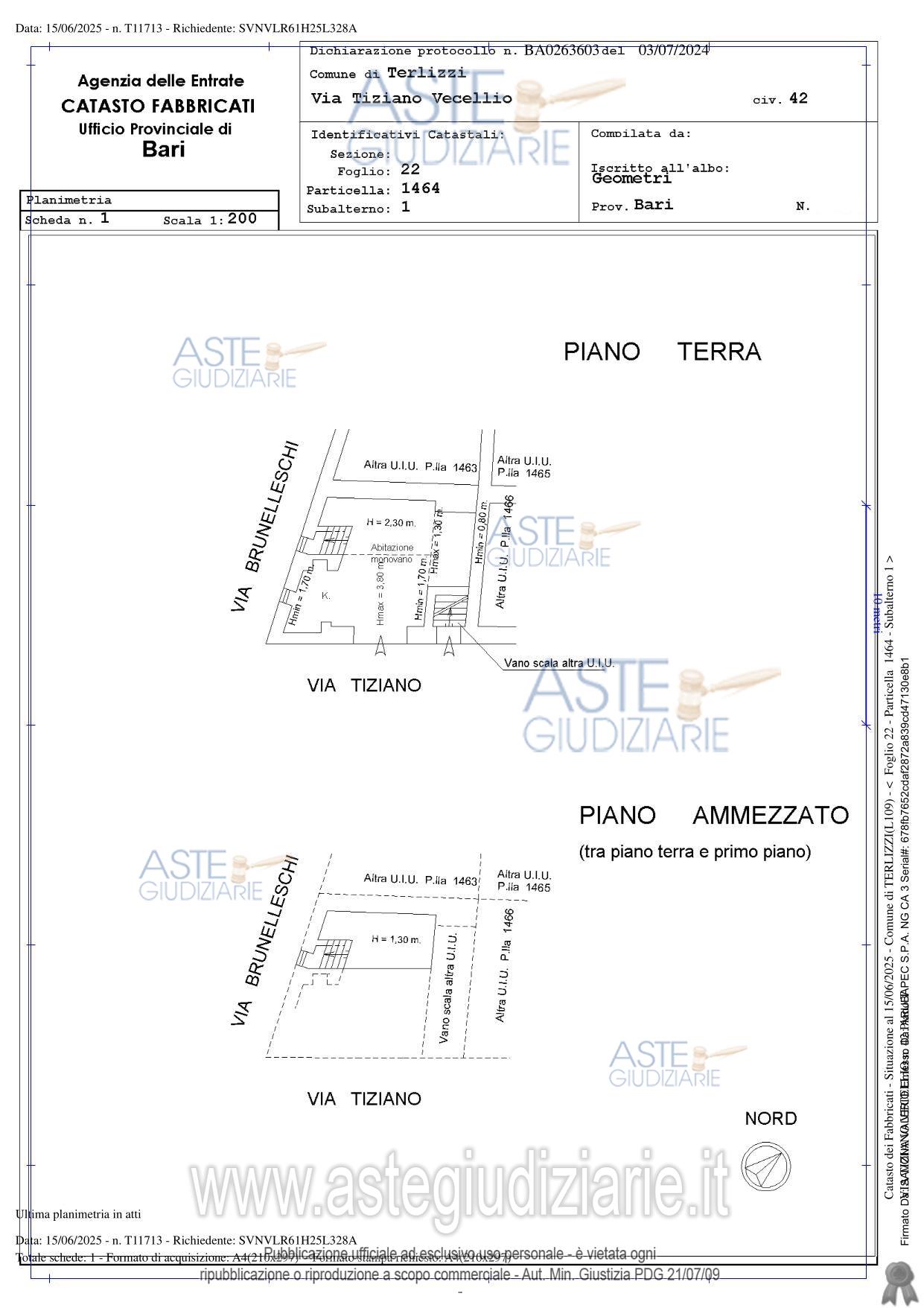 Planimetria del bene