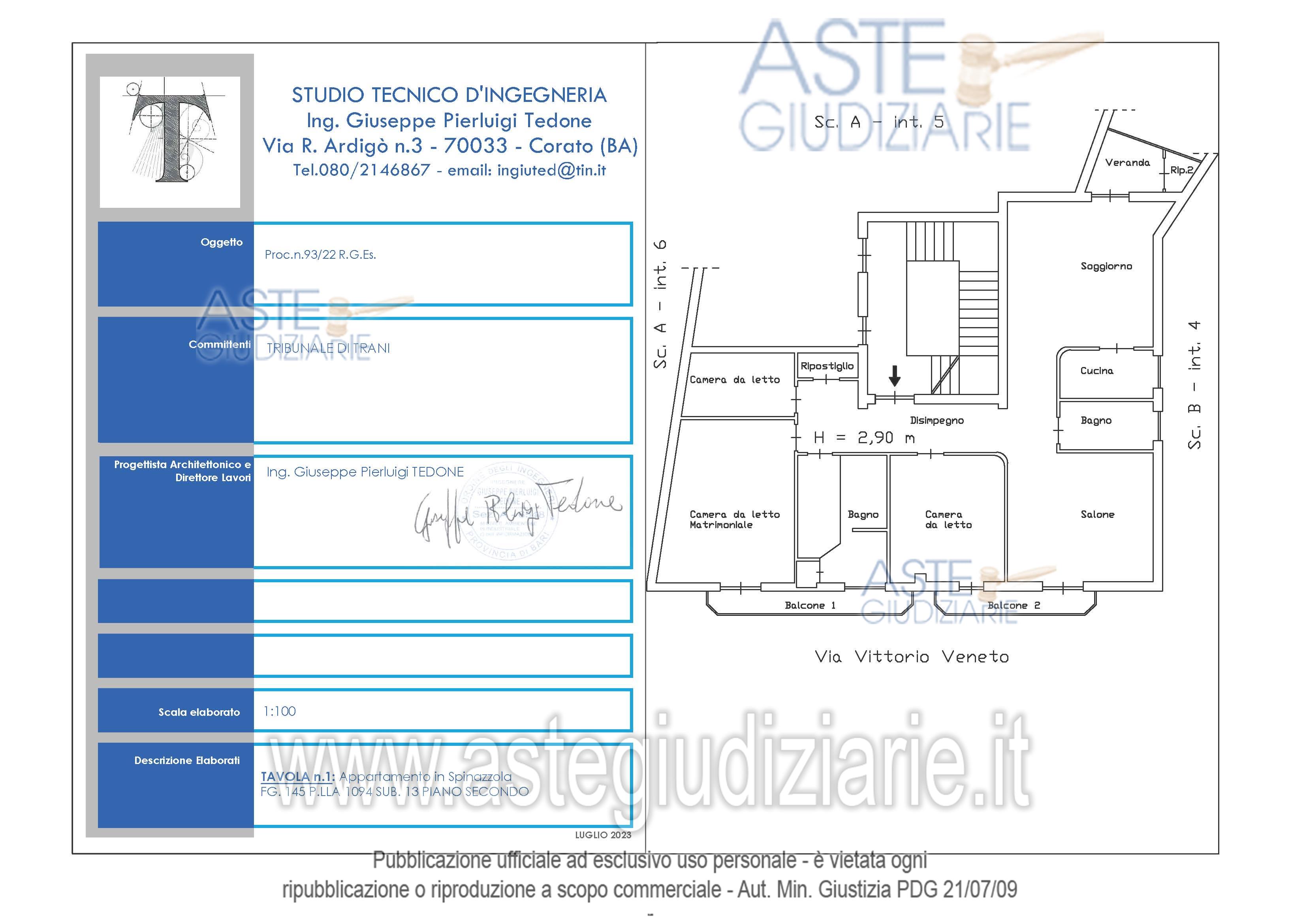 Planimetria del bene