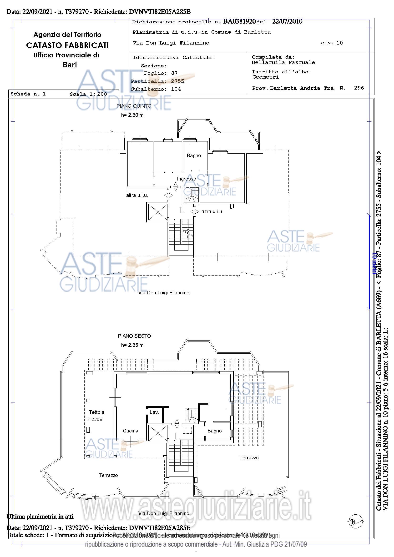 Planimetria del bene