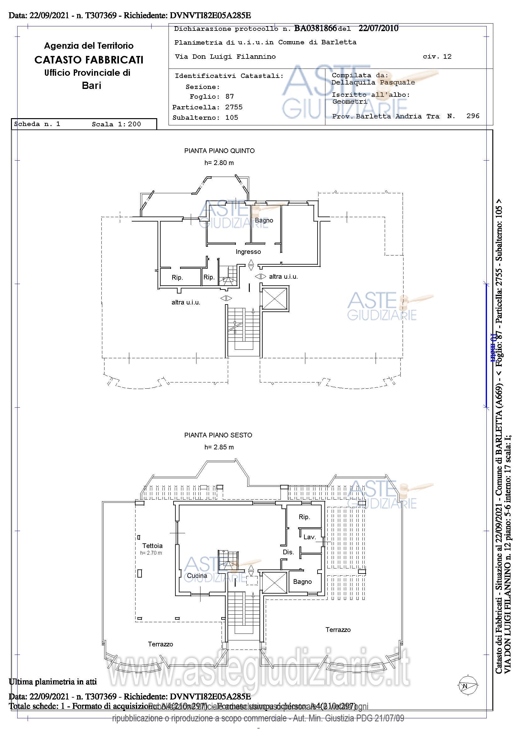 Planimetria del bene