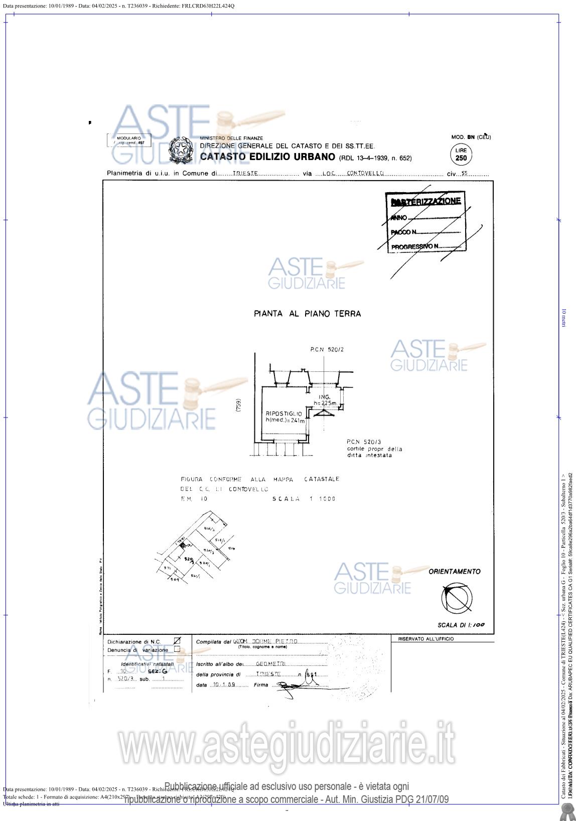 Planimetria del bene