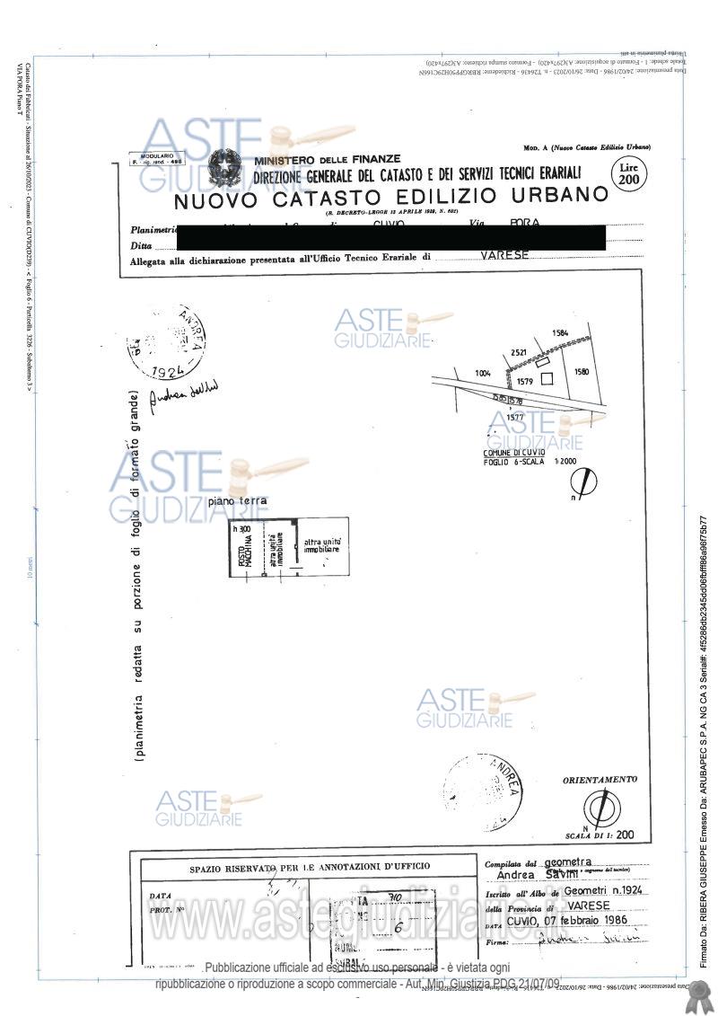 Planimetria del bene