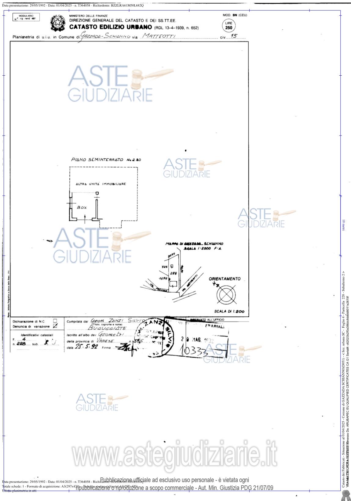 Planimetria del bene