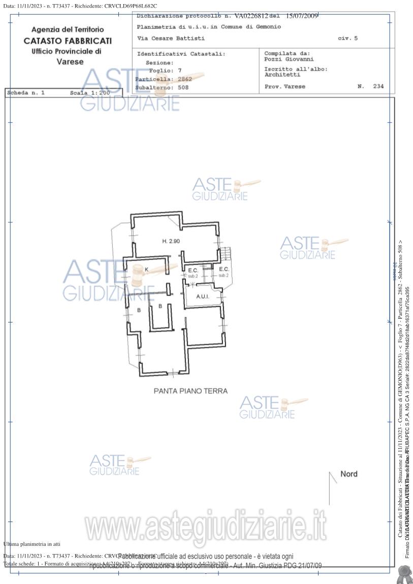 Planimetria del bene