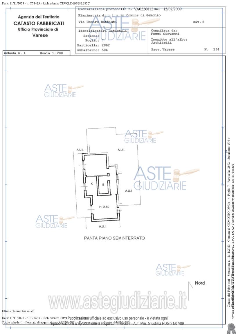 Planimetria del bene
