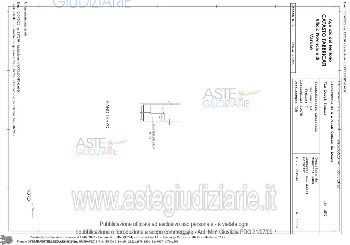 Planimetria del bene