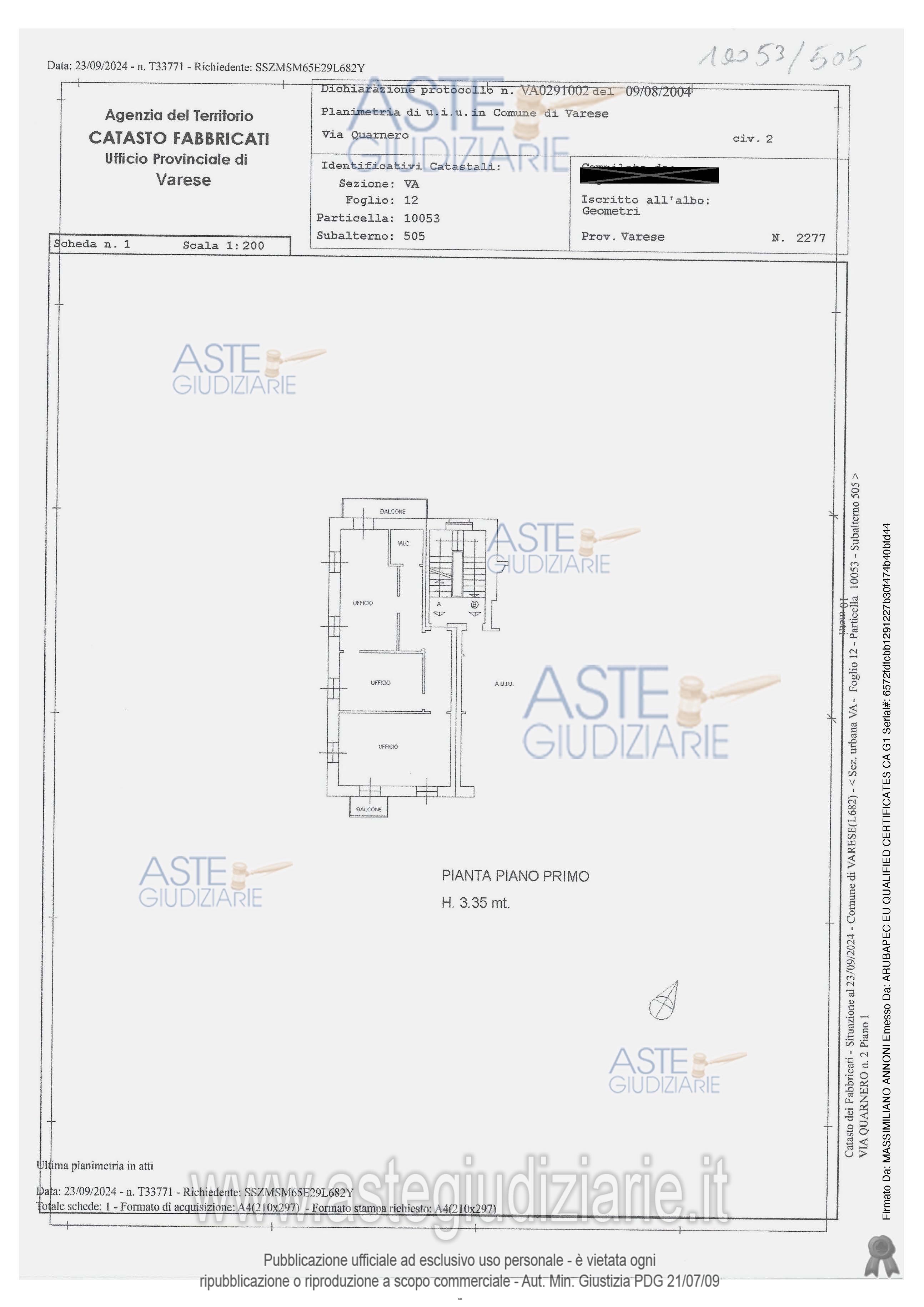 Planimetria del bene