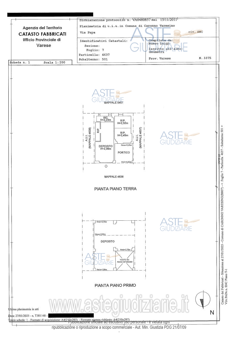 Planimetria del bene