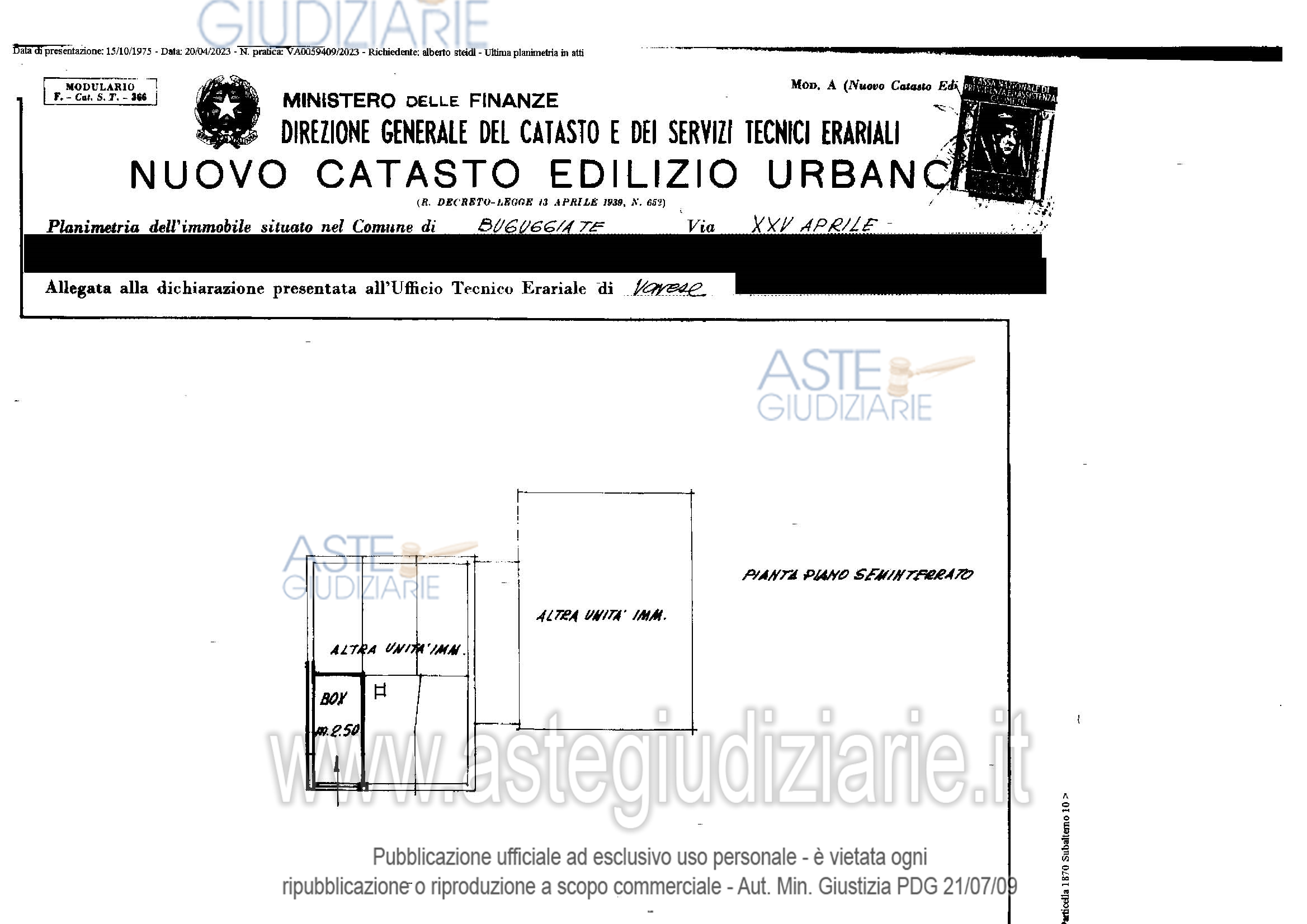 Planimetria del bene