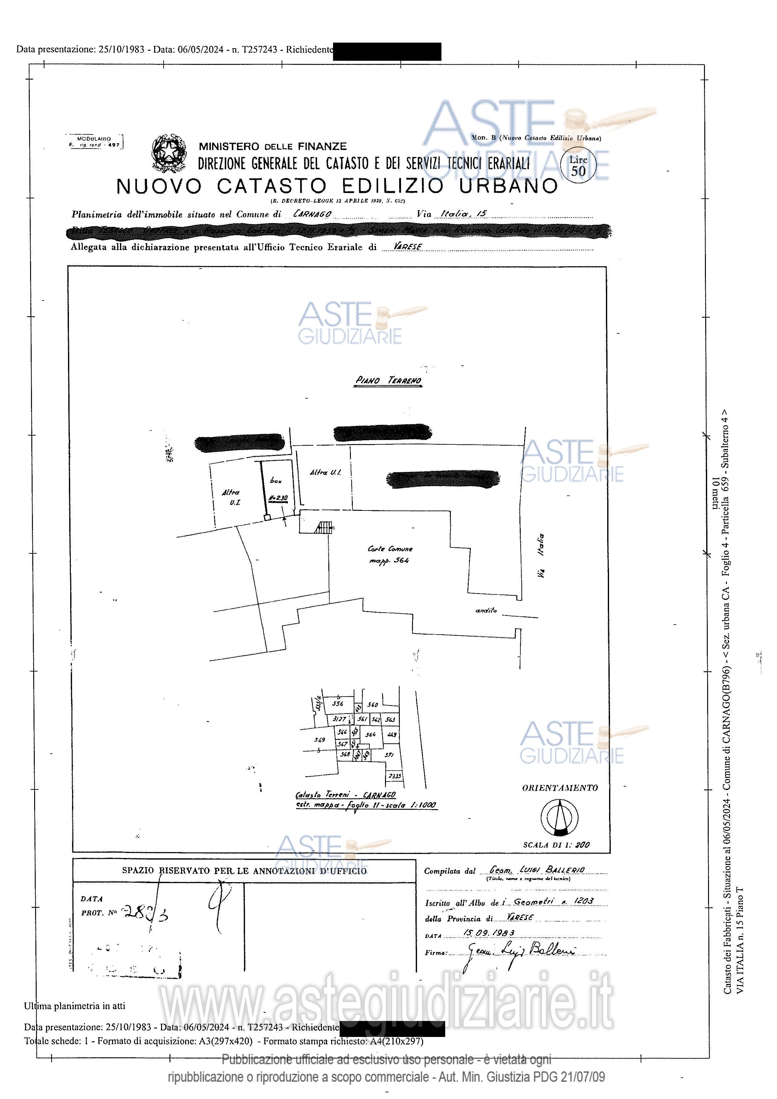 Planimetria del bene