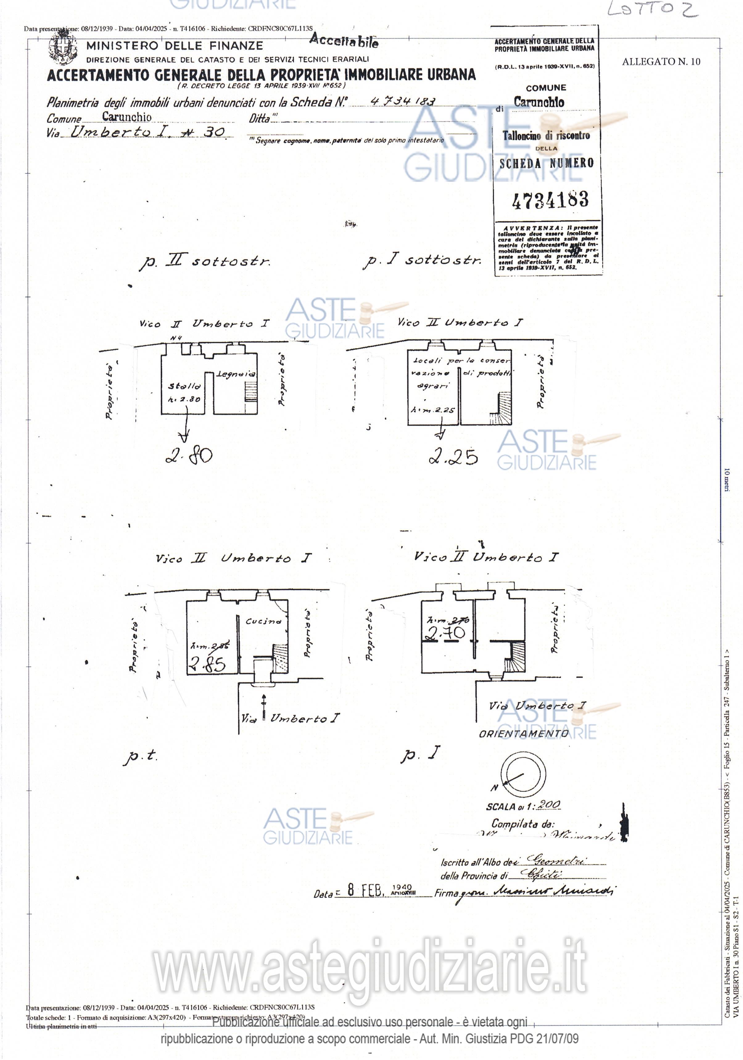 Planimetria del bene