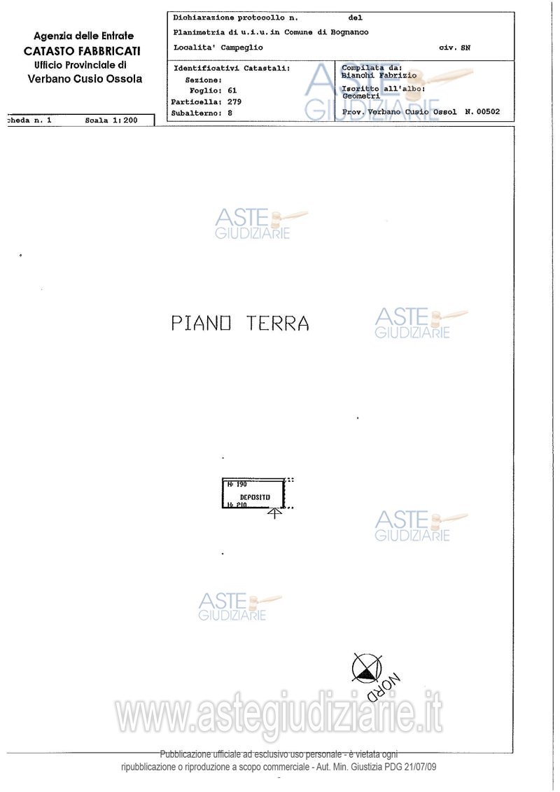 Planimetria del bene