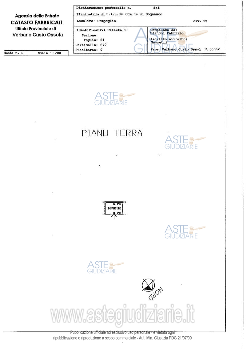 Planimetria del bene