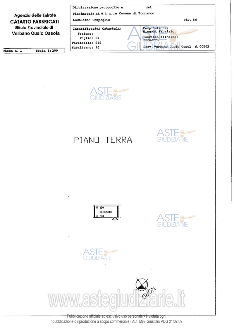 Planimetria del bene