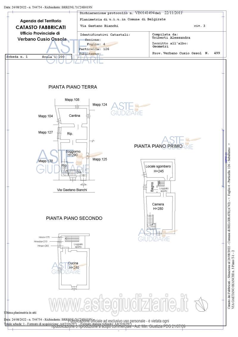 Planimetria del bene