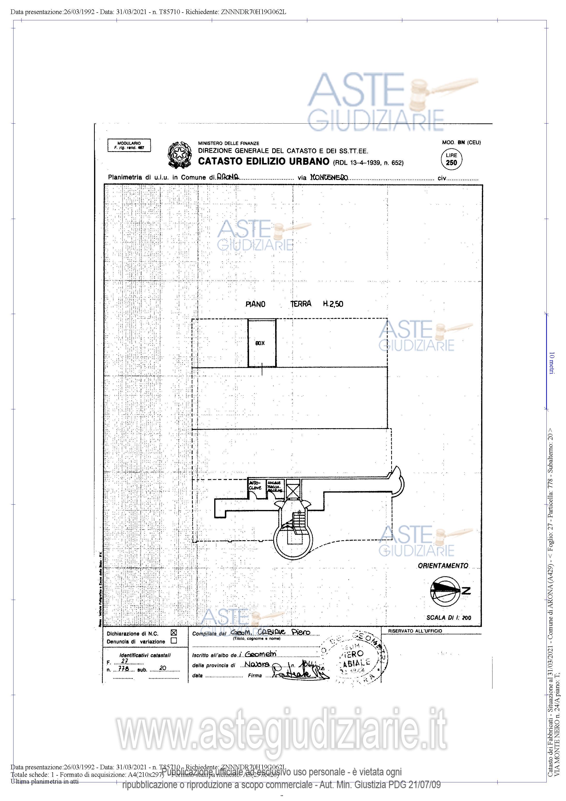 Planimetria del bene