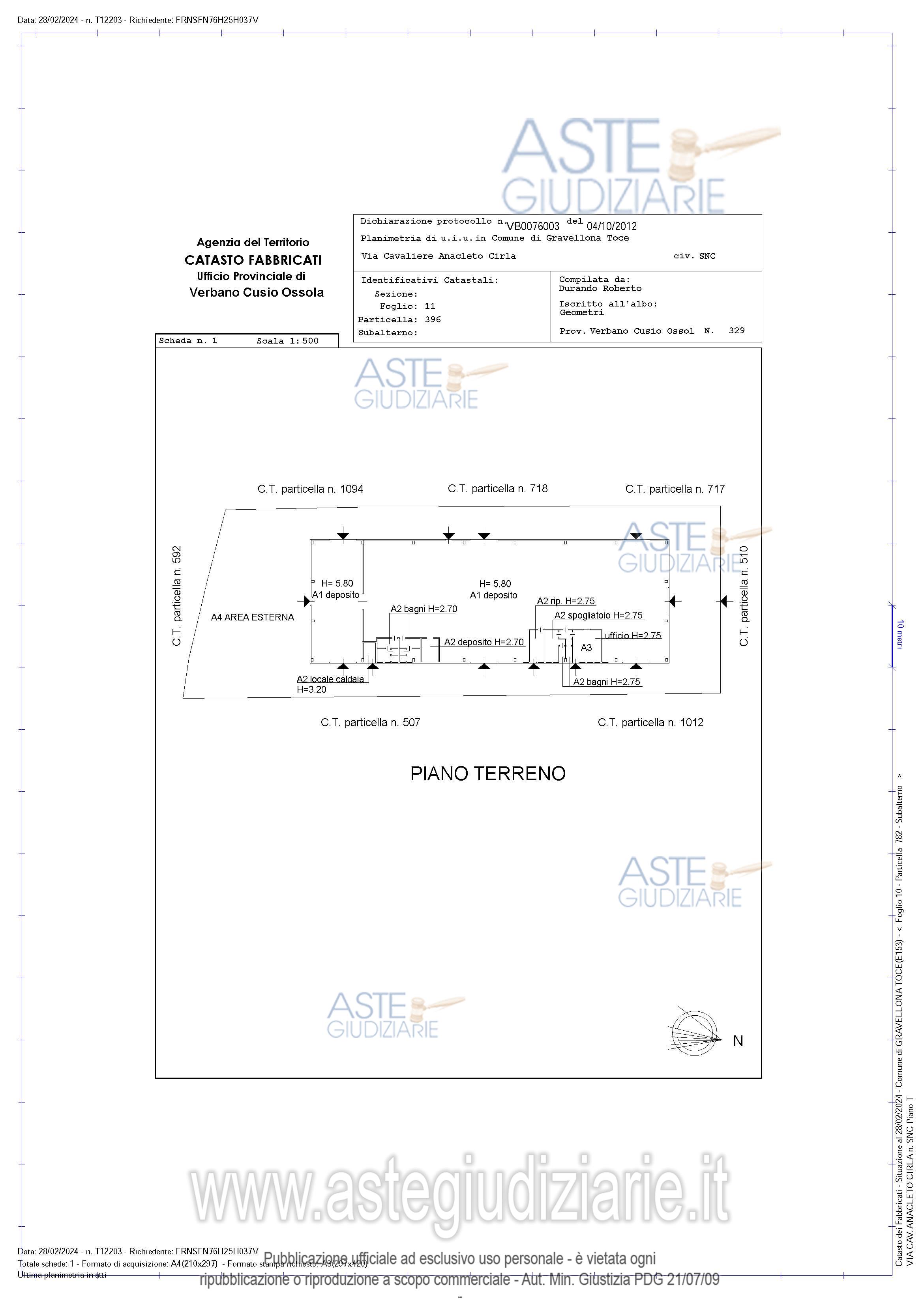 Planimetria del bene